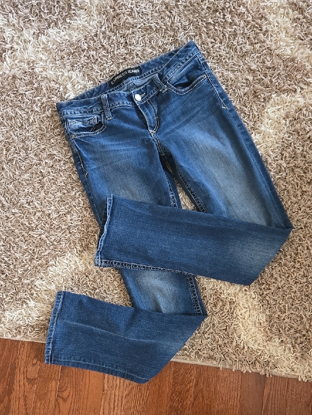 Express Barely Boot Stella Low Rise Stretch Jeans